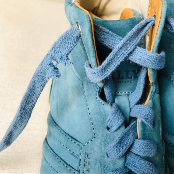 Bally Vintage Blue Suede Hi Top Sneakers - Picture 6 of 8